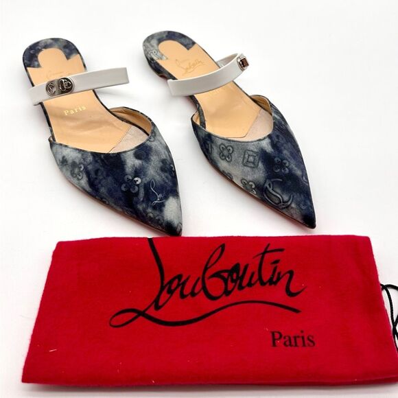 CHRISTIAN LOUBOUTIN  Choc Lock Flats  Pointy Toe Mules Jeans Punk EU41.5 US 11.5 - Picture 12 of 12